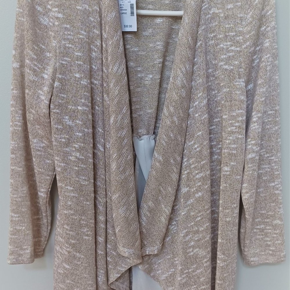 MAURICES  Size L  NWT  lightweight sweater jacket gold threads